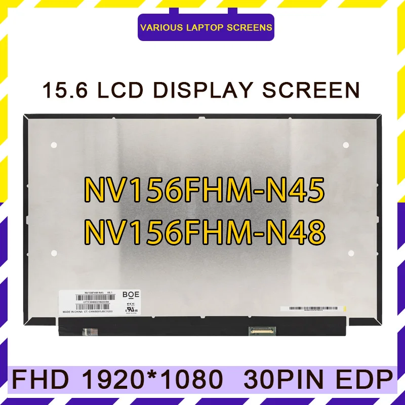 NV156FHM-N45 NV156FHM-N48 NV156FHM-N35 LP156WFC-SPD1 15.6 인치 IPS LCD 스크린 매트릭스 디스플레이, FHD 1920x1080 eDP 30 핀, B156HAN02.1