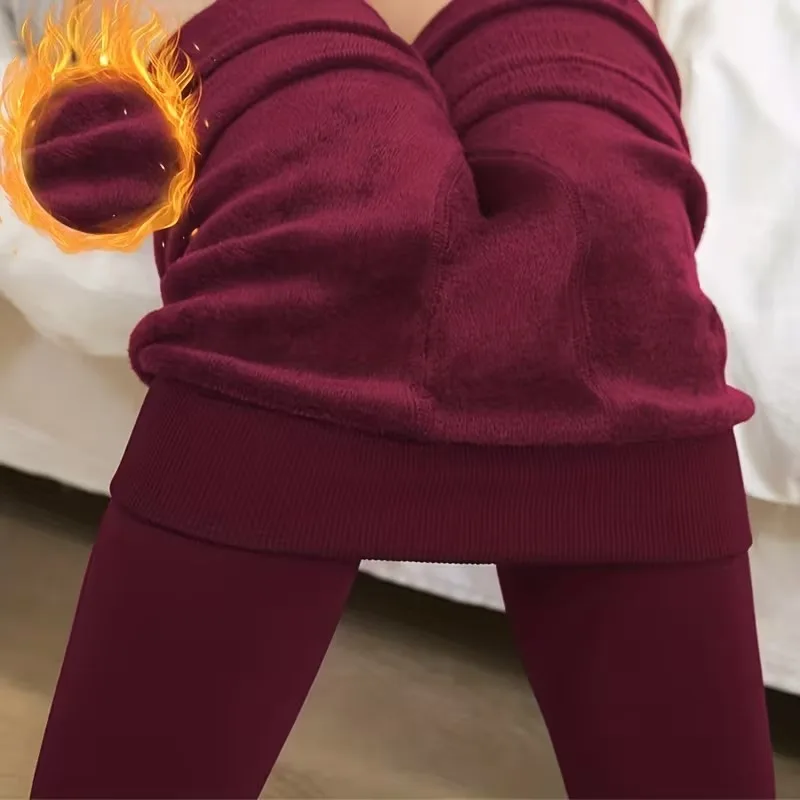 Cozy Fleece Lined High Waist Thermal Leggings for Women Stretchy Warm Soft Winter Bottoms for Office Travel Home Casual