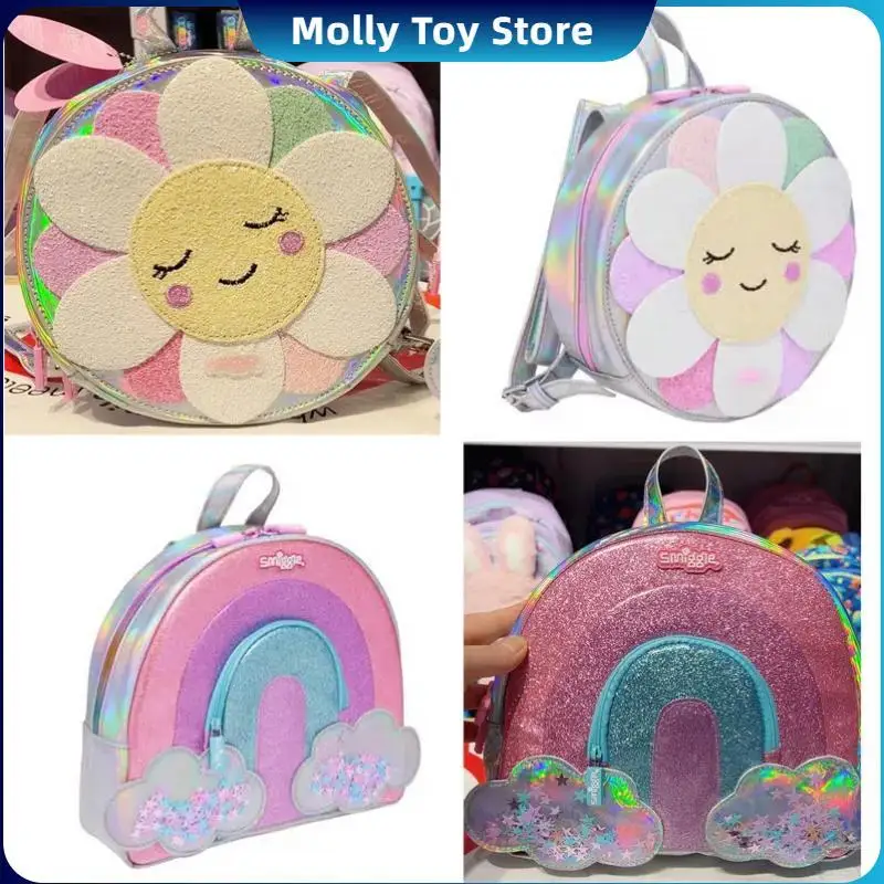 

New Genuine Australia Smiggle Laser Flower Rainbow Series Children'S Backpacks Outdoor Schoolbags Cartoon Pink Backpack Gifts