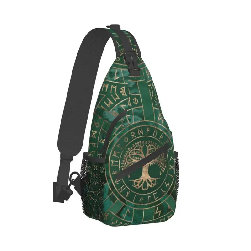 Tree Of Life Sling Bags for Men Viking Norse Yggdrasil and Futhark Shoulder Chest Crossbody Backpack Travel Hiking Daypack