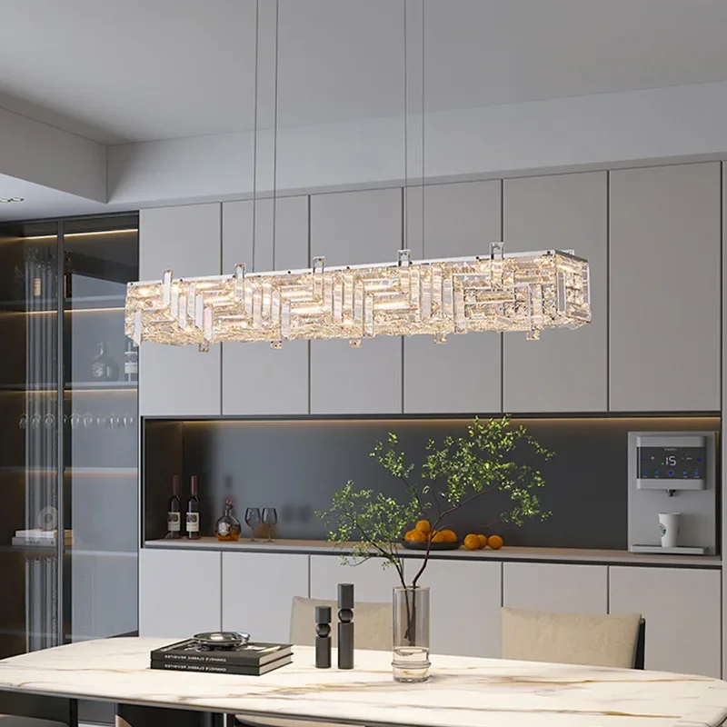 Lampadario da soggiorno di lusso in cristallo leggero semplice villa italiana lunga sala camera da letto principale ristorante una parola