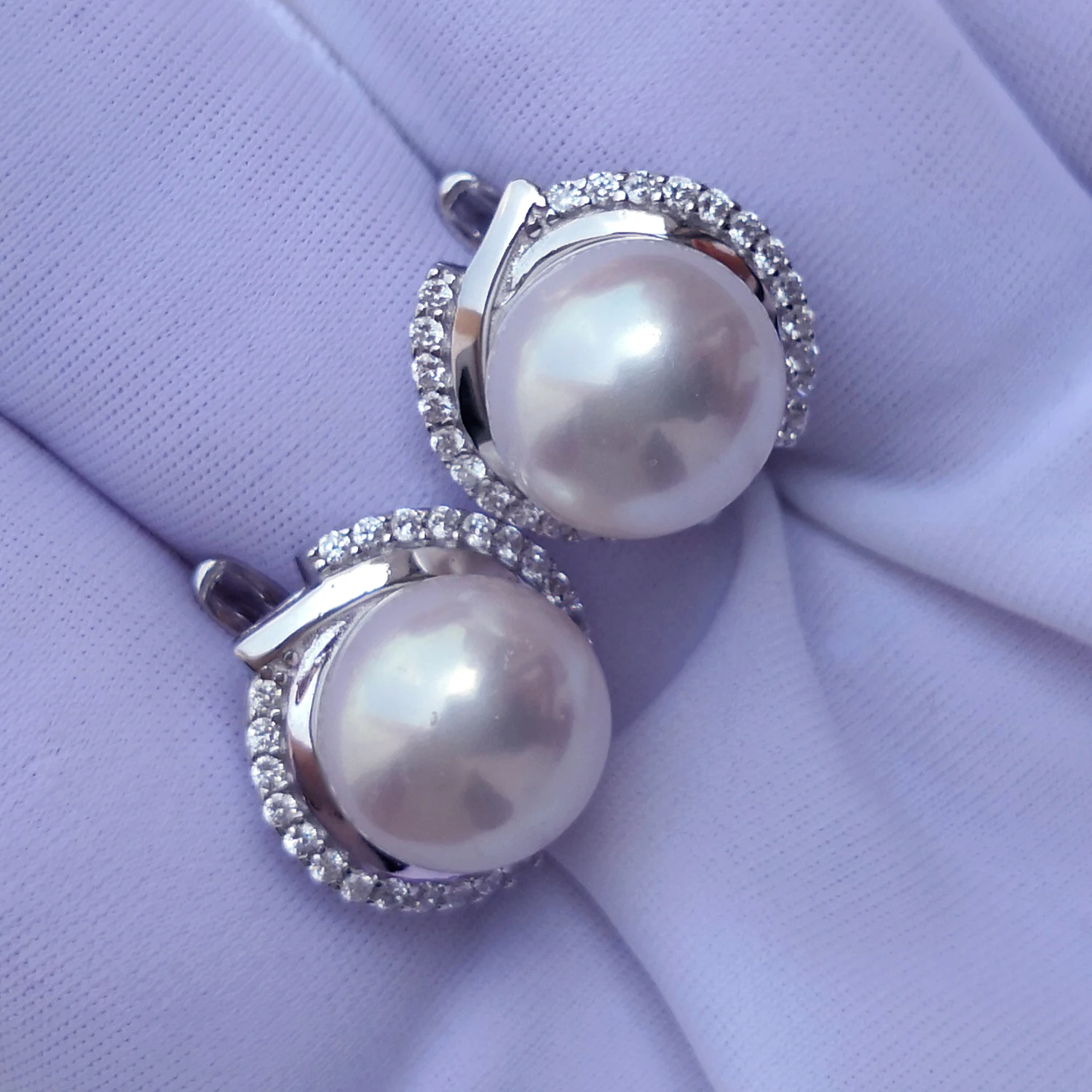 Sinya Guaranty 925 Sterling Silver Jewelry Natural Pearls English Castle Lock Finding Earring for Women Mother