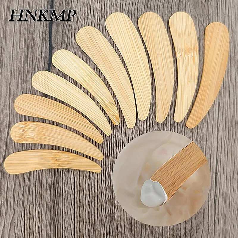 10 Uds. Herramienta de belleza para máscara Diy, cuchara para crema para el cuidado de la piel, Mini ungüento de arcilla para la cara, cepillo para mascarilla, espátula curvada de madera de bambú