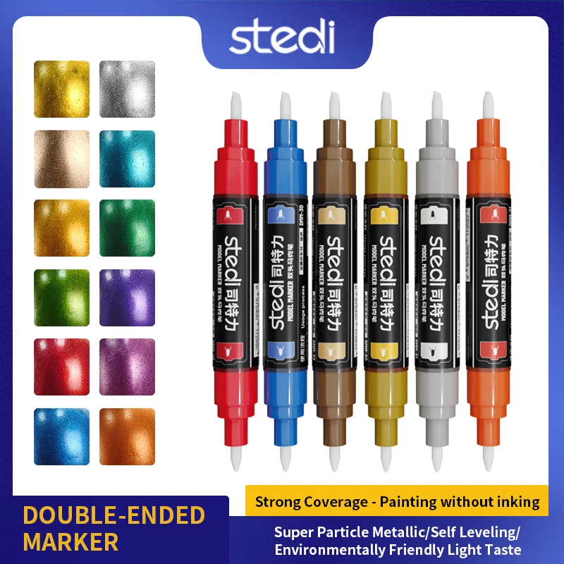 

stedi Double-Ended Metallic Markers Figure Painting Tools 12 Colours Available Hobbyist Kit Colour-Changing Tools