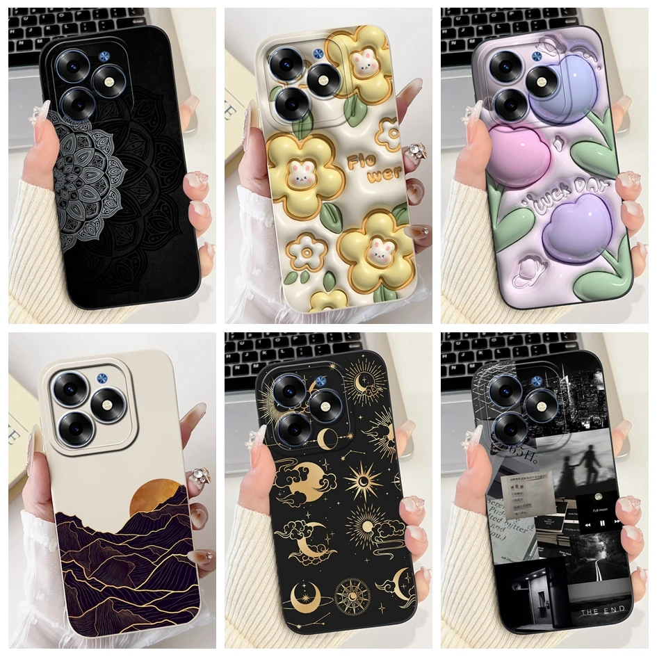 For Infinix Hot 40 Pro Case Popular Flower Pattern Shockproof Silicone Full Cover For Infinix Hot 40 40i X6836 X6528B Hot40 Etui