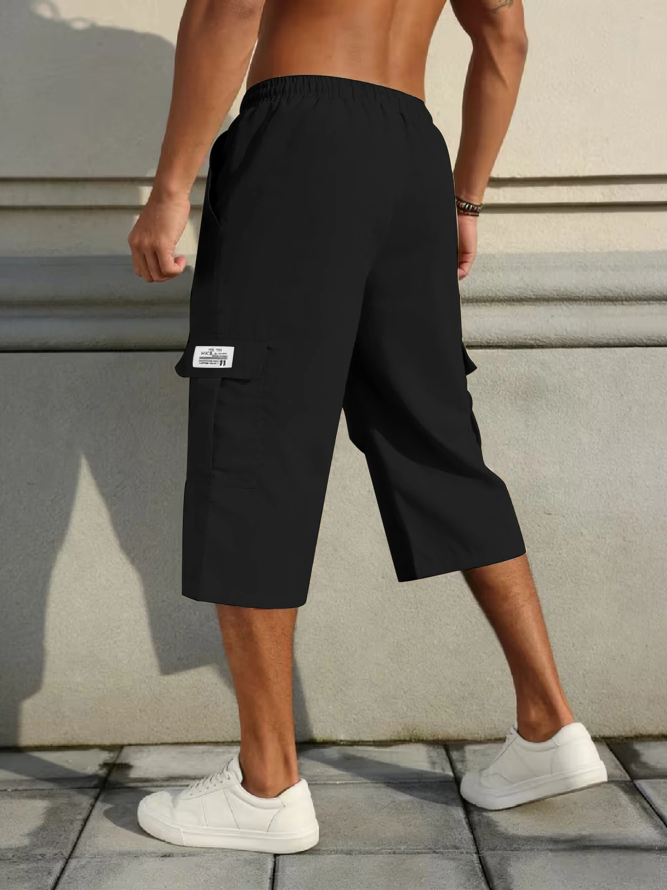 Herren-Shorts, Freizeit-Jogginghose mit mehreren Taschen, gewebte, elastische, weiche und bequeme, einfarbige, schlichte Hose für Outdoor-Sportarten – Detail 7