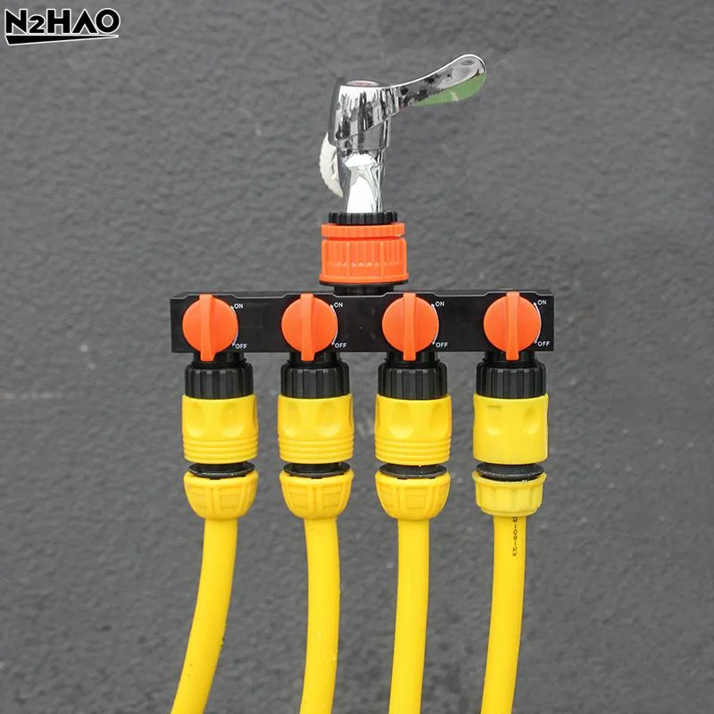 Garden Hose Pipe Splitter 4-Way Faucet Diverter Tap Hose Connector Splitter Four Independent Switches For Home Lawn Irrigation