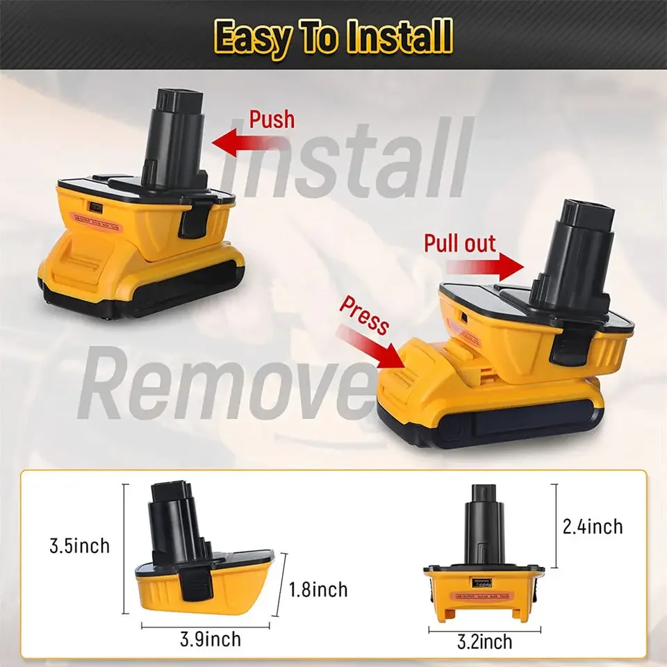 Imagem -02 - Adaptador de Bateria Dca1820 para Dewalt 20v Bateria de Lítio Converter para para Dewalt Broca 18v Nicad e Nimh Ferramentas com Conversor Usb