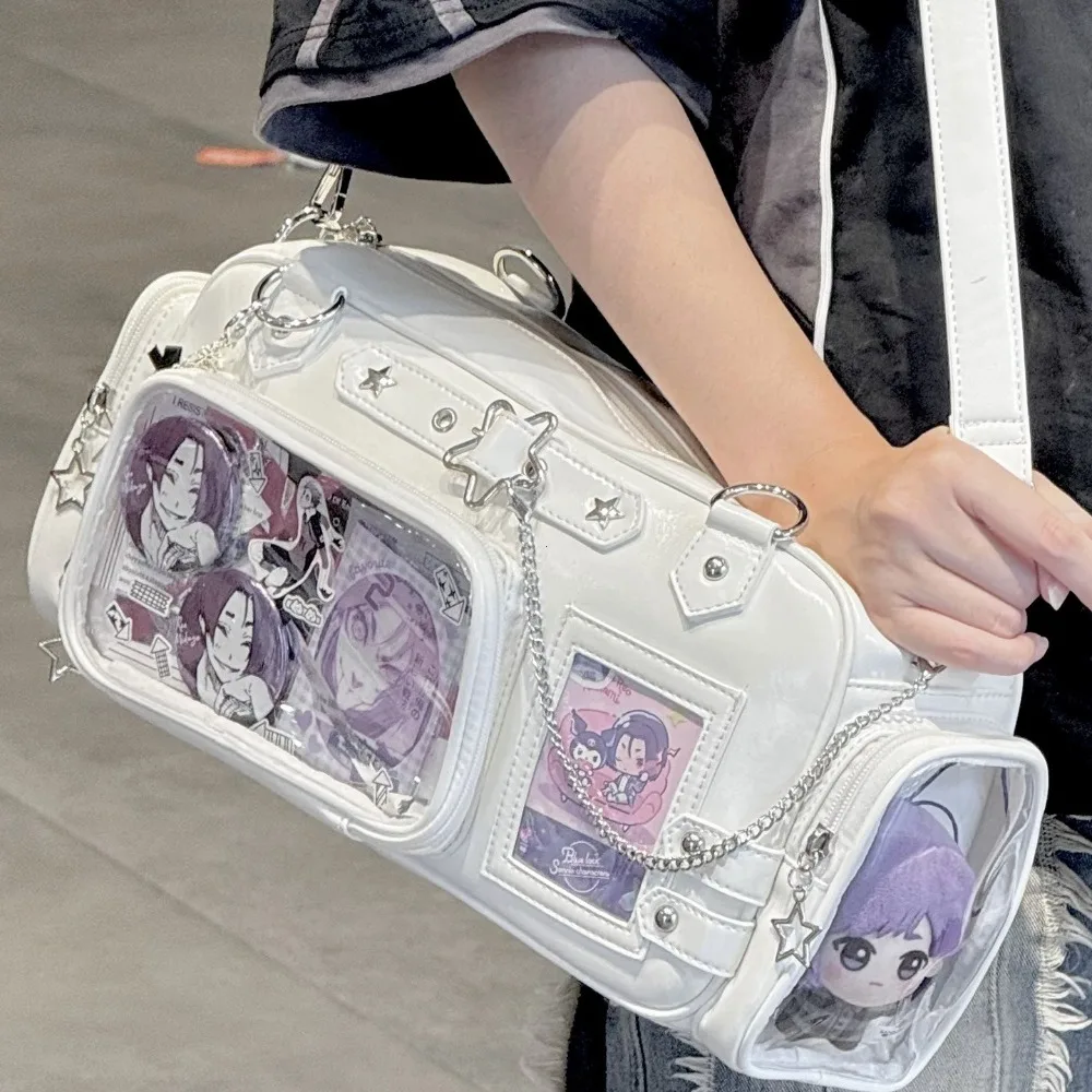 

Новая прозрачная японская сумка-кроссбоди в стиле Y2K Harajuku, синяя, для девочек в стиле Лолита, с элементами Star Chain, итабэг, концертная сумка, корейская сумка