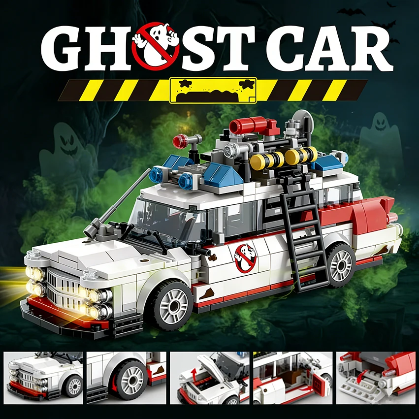 

Креативный конструктор «Машинка-призракоубийца» ECTO-1, модель гоночного автомобиля, строительные блоки, игрушки для детей и взрослых, подарки