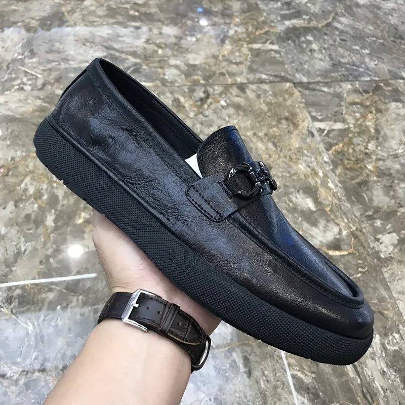 

Men's spring summer new first-layer cowhide single shoes one-pedal versatile leather casual leather shoes