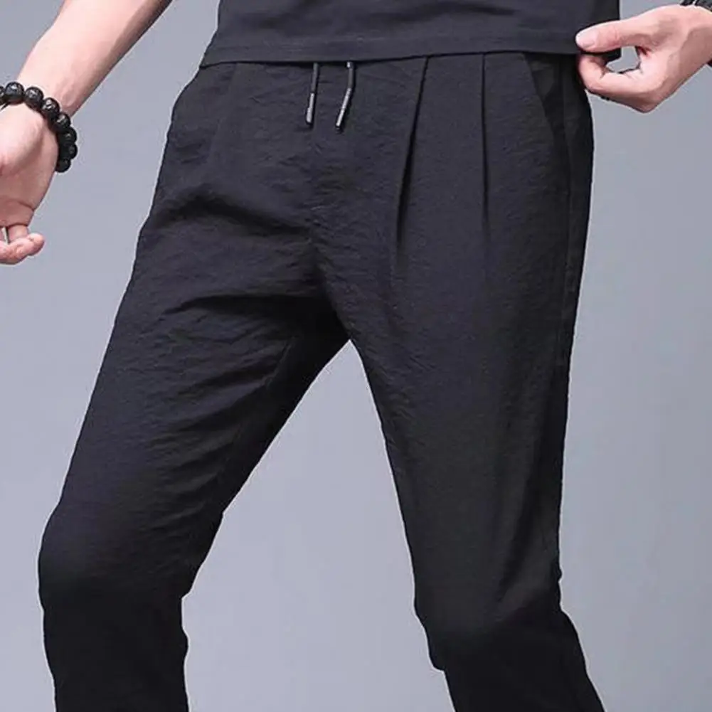 

Workout Pants Drawstring Men Leggings Lace-up Straight Sweatpants