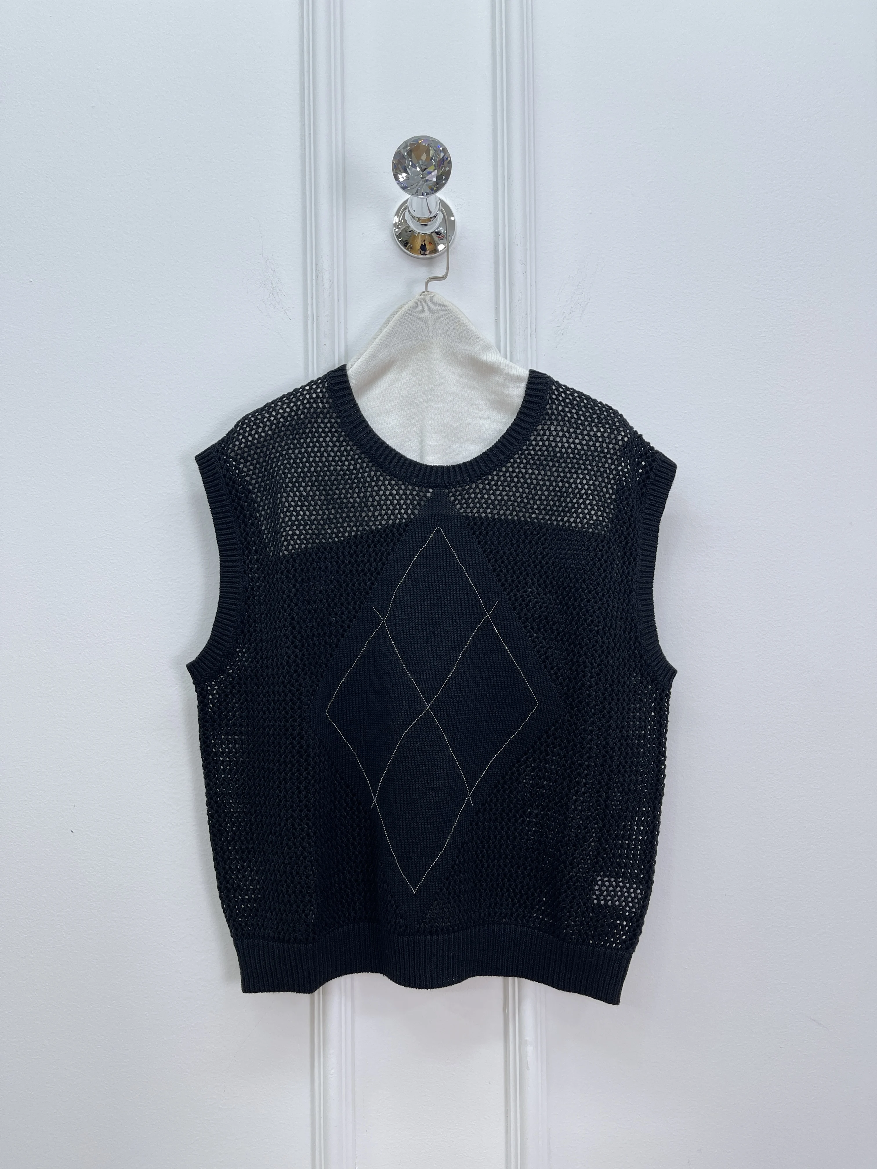 

2025 Spring And Summer New Fashion Hollow Round Neck Sleeveless Linen Sweater Fashionable All-Match Tops