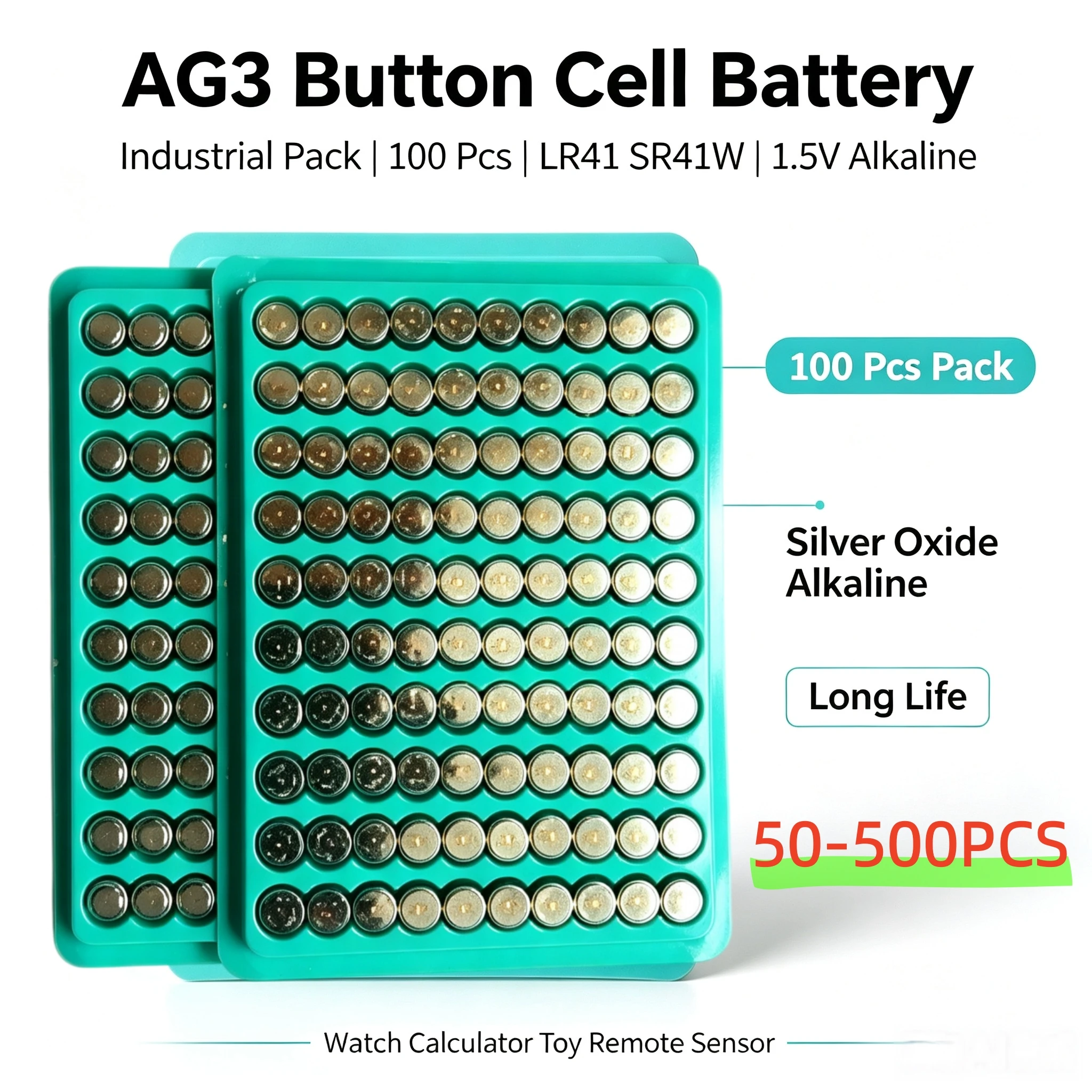 50-500pcs LR41 AG3 Coin Alkaline Battery 1.55V Button Batteries SR41 192 CX41 392 L736 384 SR41SW Calculators Watch Lamp Chain