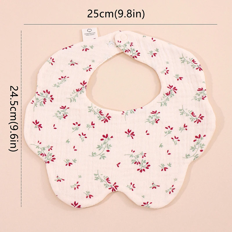 5pcs Korean Style Newborn Baby Cotton Bibs Floral Pastoral Type Baby Burp Bandana Scarf Boys Girls Cloths Saliva Towel