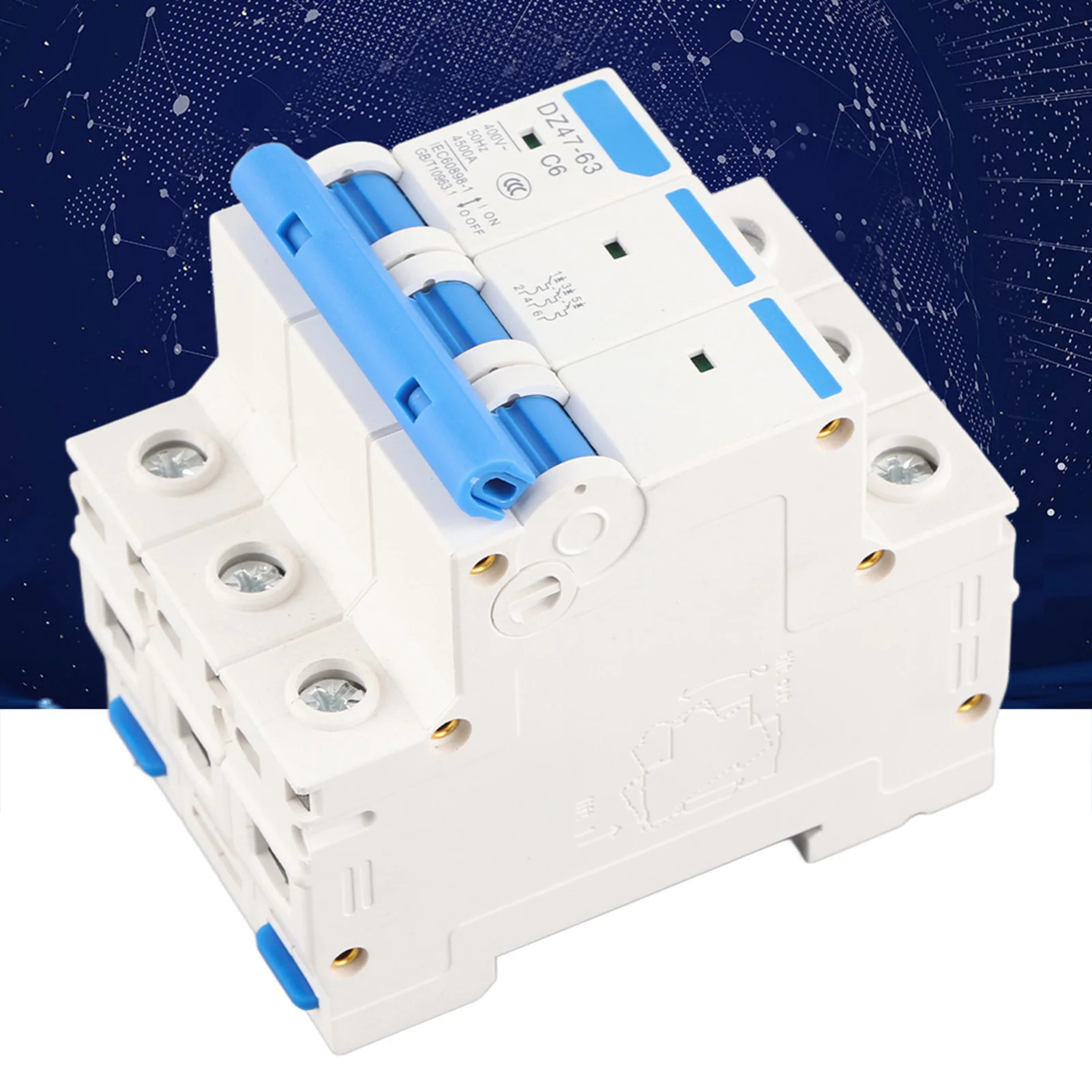 400V Mini Circuit Breaker Mini Circuit Breaker AC 400V 6/10/16/20A 3 Pole Miniature Circuit Breaker MCB Safety Breaker DZ47‑63