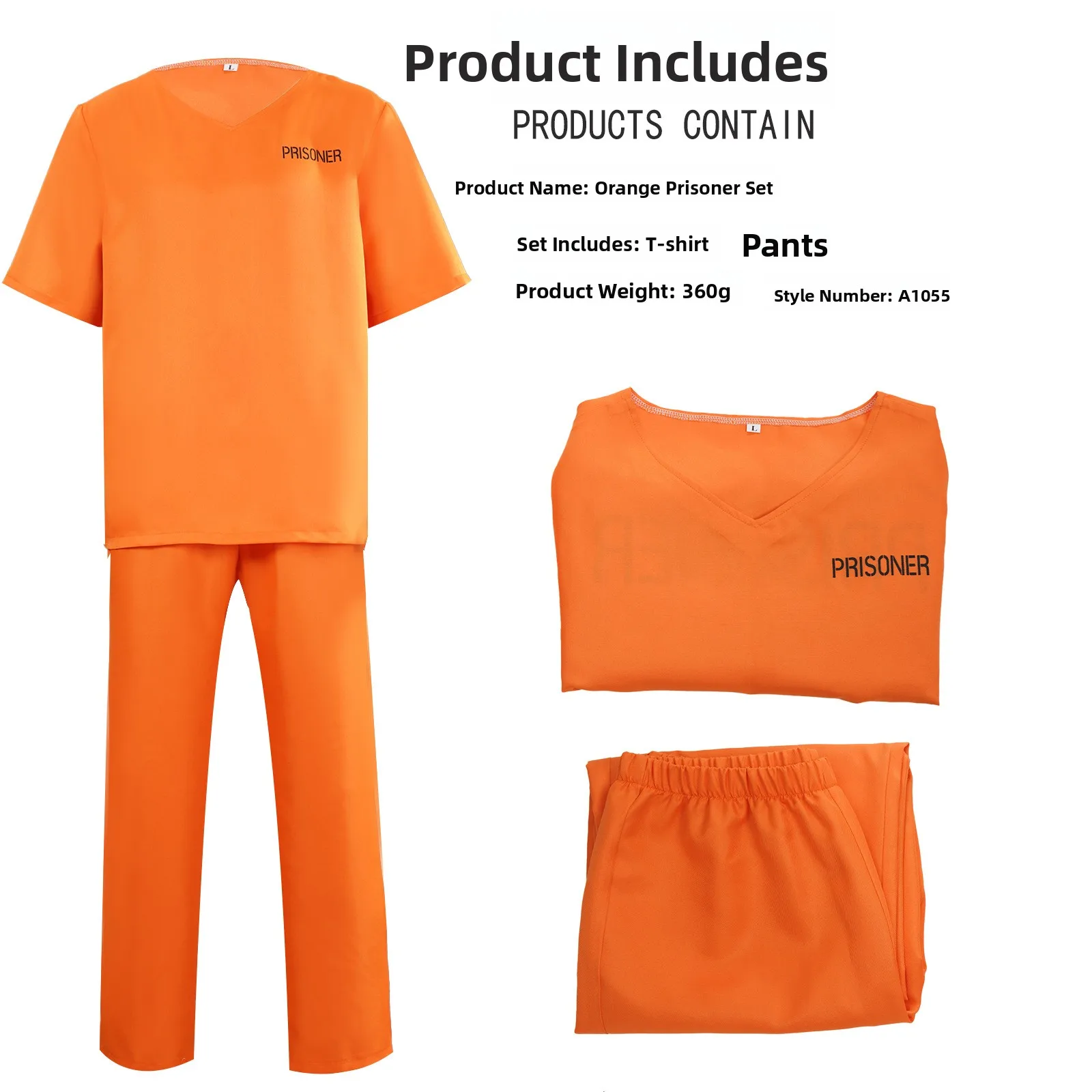 Adult Halloween Performance Costume Men's Women's Prisoner Play Dress Orange Prisoner Uniform C Suit Workwear Stage Outfit view 5