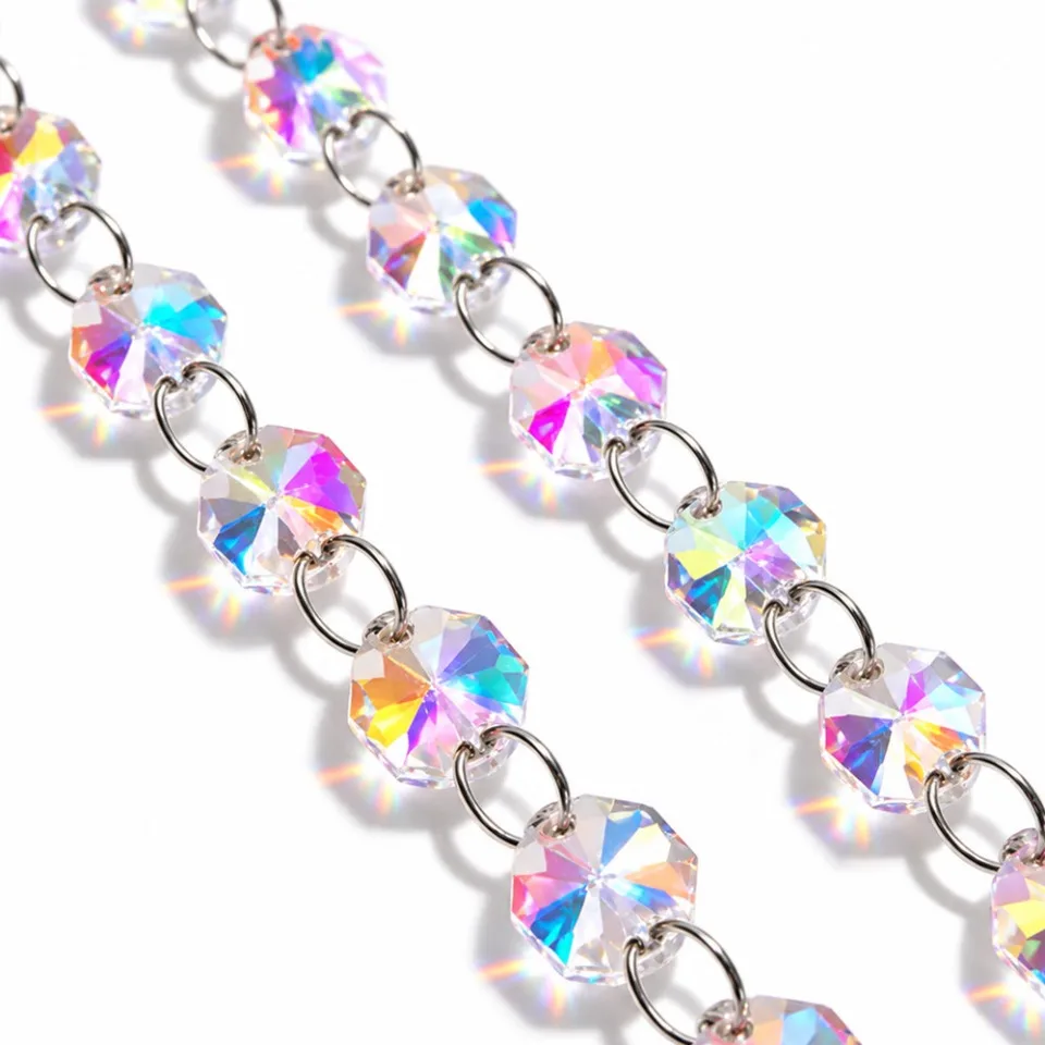 0.5-5M Crystal Glass Suncatcher Hanging Prism Window Garden Decor Rainbow Maker Wedding Party Outdoor Chandelier Beads Chains
