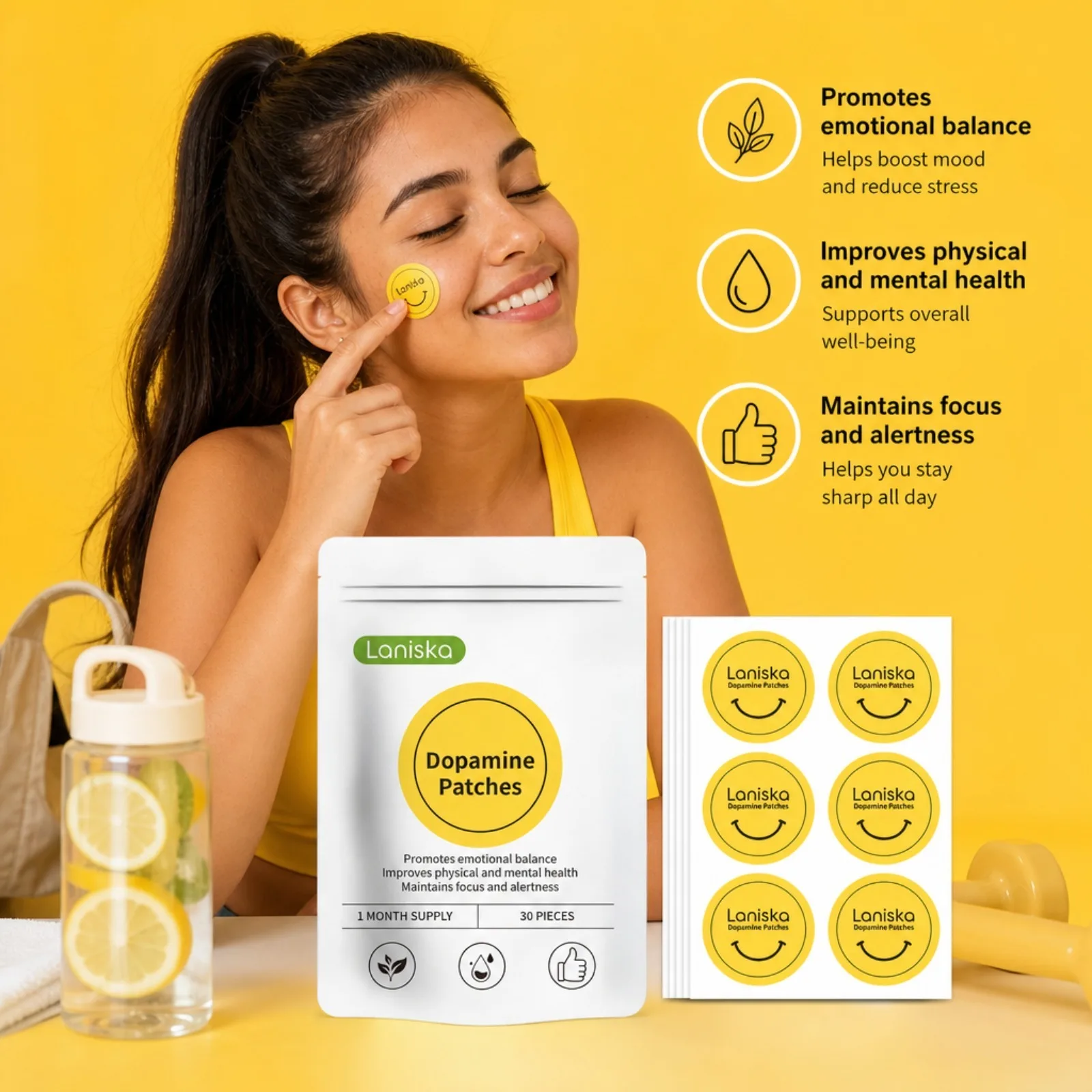 Dopamine Patches Vitality Boost Instant Mood & Focus Enhancement Concentration Aid Wellness Body Care Patch