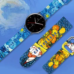 20mm Art Oil Painting Style Silicone Strap Compatible With Galaxy Watch 5/Galaxy Watch 4 40mm 44mm/Watch 4 Classic 42mm 46mm