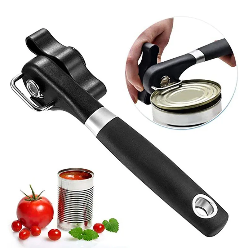 Safe Cut Can Opener, Smooth Edge Can Opener handheld, Food Grade Stainless Steel Cutting Can Opener for Kitchen & Restaurant