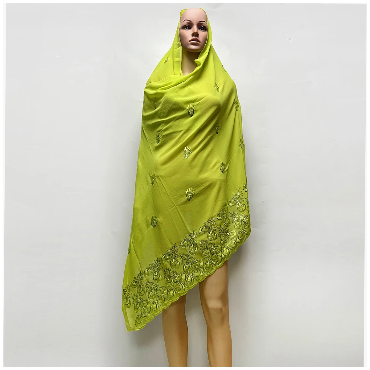 Imagem -02 - Hijab Bordado de Lantejoulas Chiffon para Mulheres Muçulmanas Lenços Femininos Lenços Africanos Foulard Árabe Lenço de Dubai Atacado