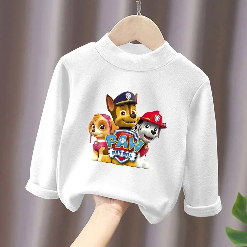 Paw Patrols Kids T Shirt High Neck Skye Chase Marshall Everest Boy Girl Long Sleeve Tops Warm Winter Child Clothes Birthday Gift