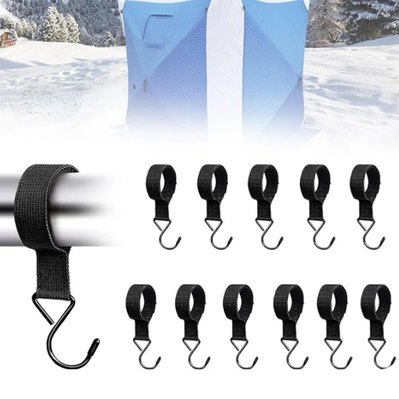 Ice Fishing Shelter Coat Hooks Heavy Duty Shelter Hooks with Fastener Tape Hanging Storage Fishing Hunting Blinds Accessories