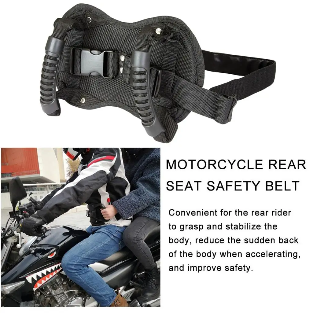 

Motorcycle Safety Belt Scooter Strap Non-slip Armrest Back Seat Safety Black