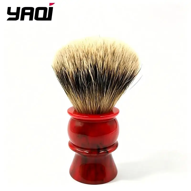 YAQI Shaving Brush for Men Soft Dense Bristles Red Resin Handle Unique Agate Pattern Wet Shaving Safety Razor