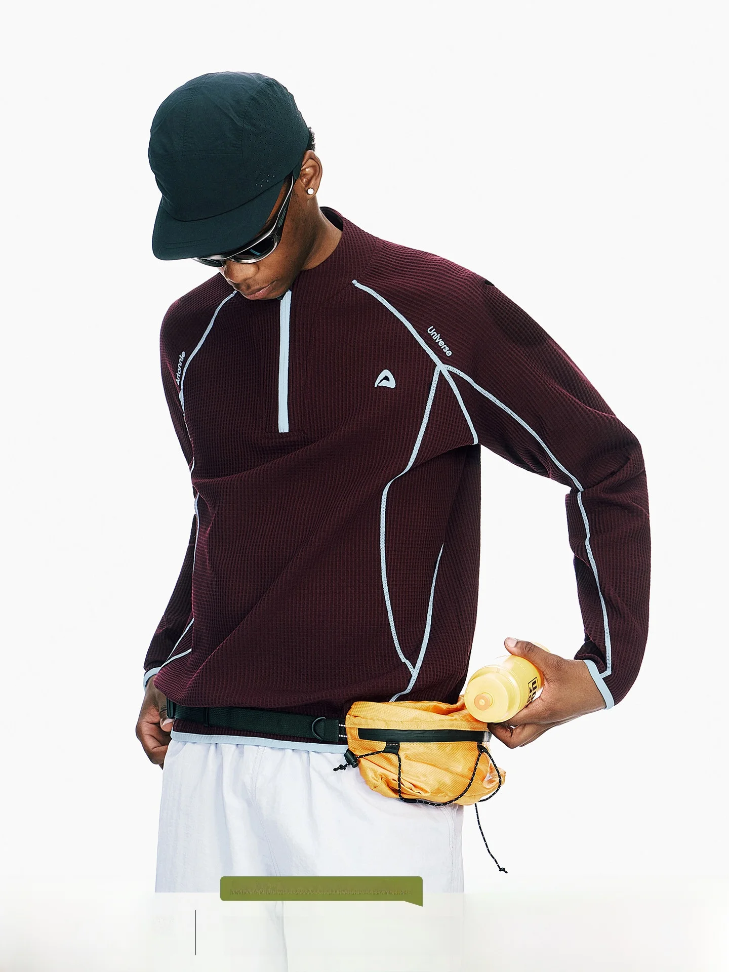 ARTANNIE American Style Long Sleeve T-Shirt Couple Match Sports Contrast Color Half Zipper Men's Standard Fit Polyester Fiber