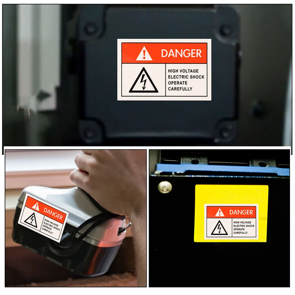 8Pcs Warning Electric Shocks Sticker Strong Adhesive Safety Sign Exquisite Color Clear Text for Industrial Electrical Hazard