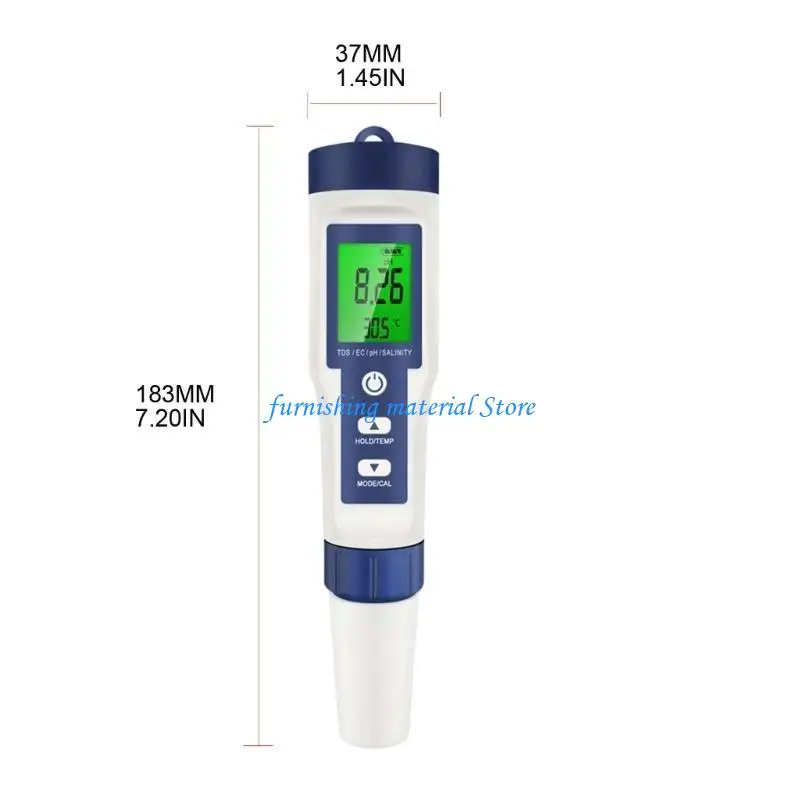 Y5GD Portable Meter 5 in 1 Digital Meter Water Tester with Back light ORP EC Temp Meter with ATC- for Aquarium