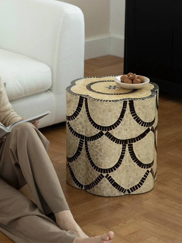 Handmade Shell Art Coffee Table Vintage Decoration Living Room Beimu Sofa Corner Tables Shoe Replacement Stool Furniture