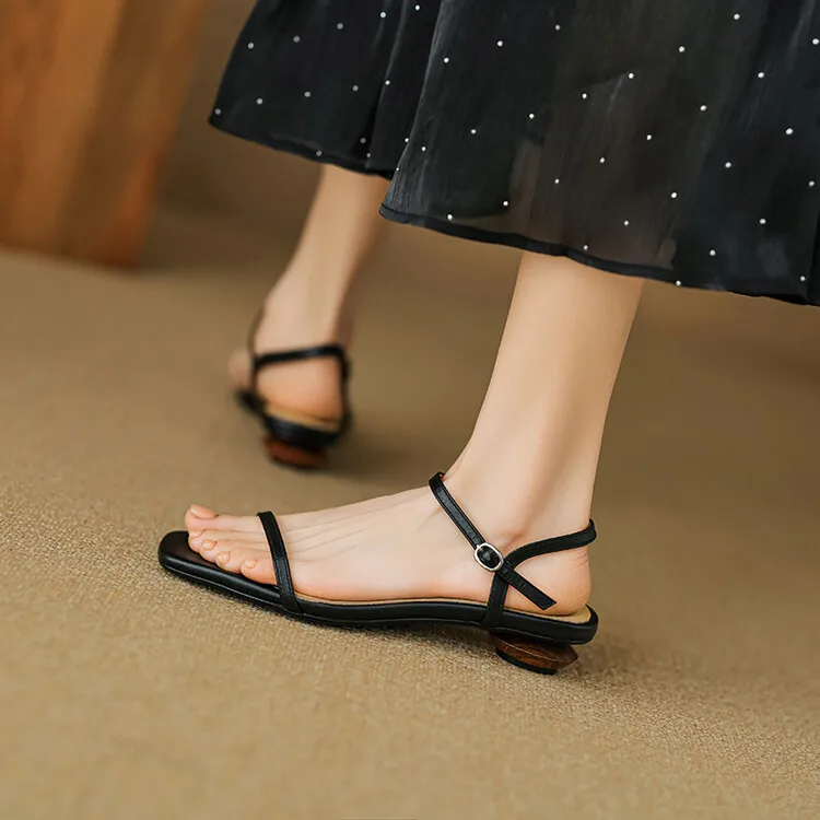 Beige Leather Women Flat Sandals Chic Design Narrow Strap Summer Beach Shoes Black Concise Fashion Sandalias Designer Heels