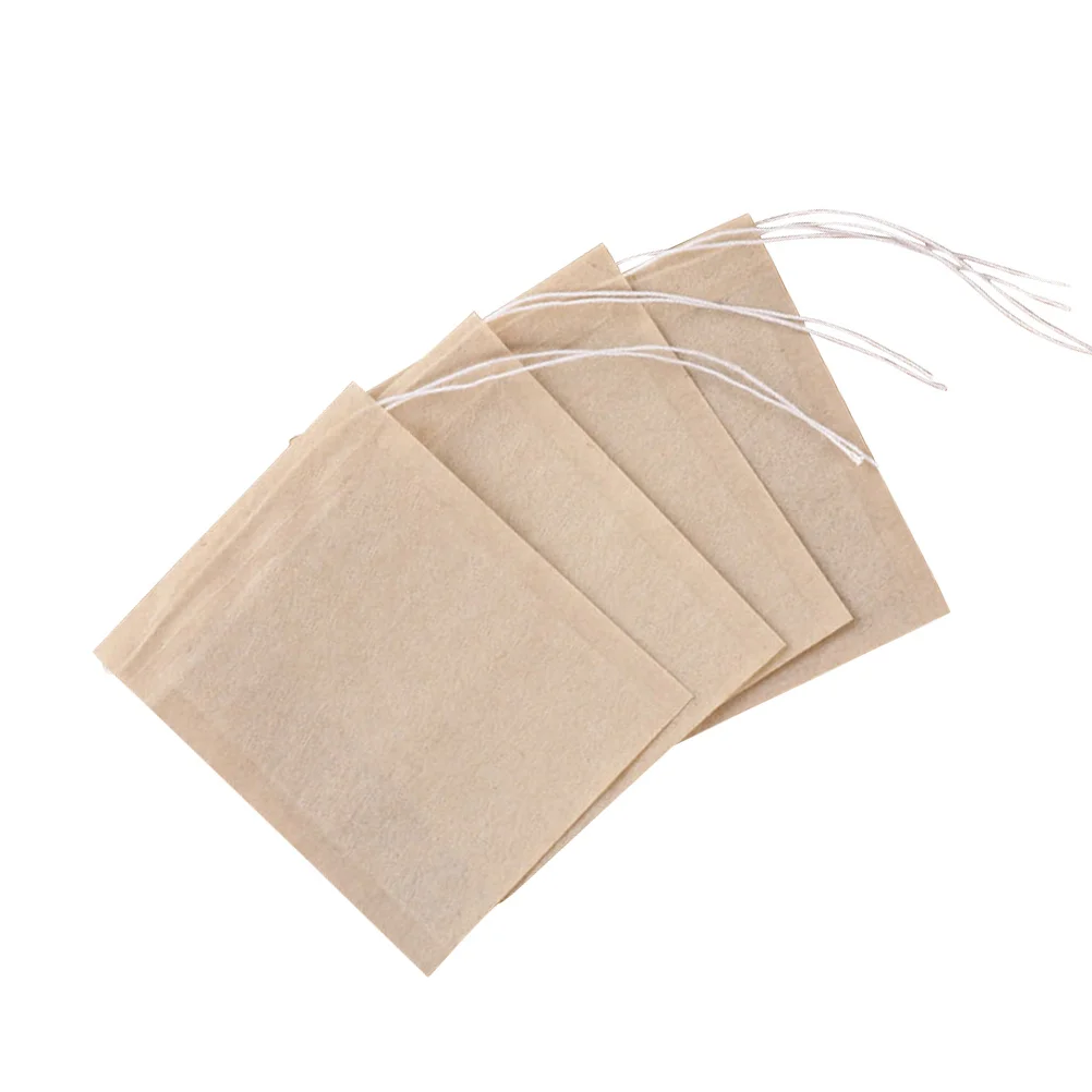200 Pcs Tea Filter Bags Kitchen Coffee Disposable 8cm Drawstring Strainer Paper