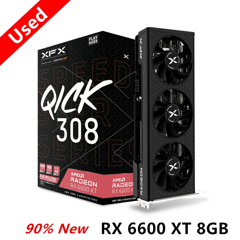 بطاقة فيديو RX 6600 XT 8GB GPU XFX Radeon AMD RX6600 8GB بطاقة رسومات ألعاب الكمبيوتر بطاقة الرسومات
