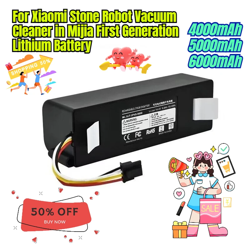 

4000/5000/6000mAh14.4V for Xiaomi Stone Robot Vacuum Cleaner in Mijia First Generation Lithium Battery