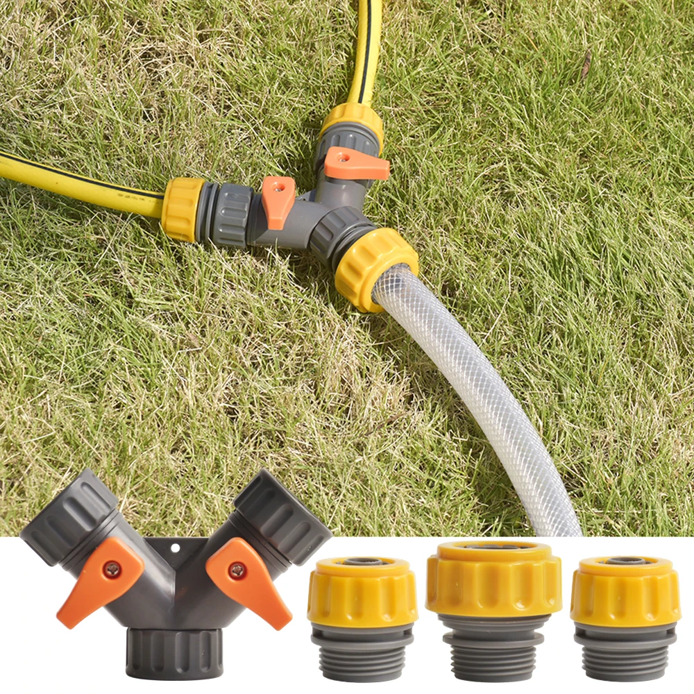4Pcs of 1Set Garden Irrigation Water Connector Set, Y-Type Splitter Valve, 1/2