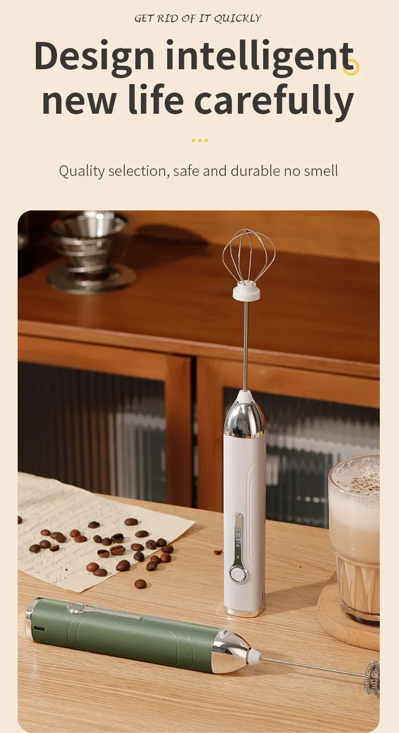 Drahtlose Typ-C Wiederaufladbare 3-geschwindigkeit Mini Handheld Milchaufschäumer Kaffeeaufschäumer Tragbare Küche Kochen Werkzeuge Schneebesen schaum Mixer – Detail 13