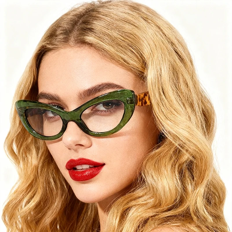 النساء نظارات القراءة العدسات البصرية المقاومة للخدش مكافحة الضوء الأزرق مثير القط العين ليوبارد نظارات وصفة طبية مخصصة