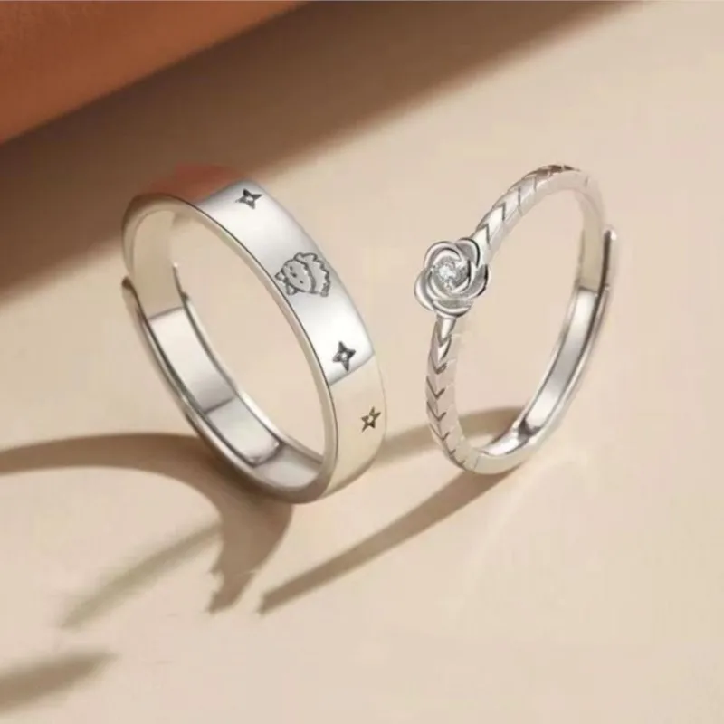 Silver Color Prince Rose Couple Rings for Women Men New Trendy Forever Love Engagement Lovers Ring Valentine\'s Day Jewelry Gifts