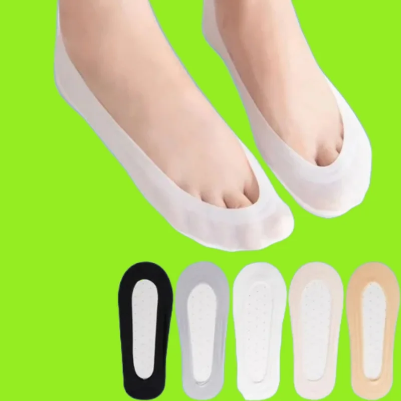 

5 Pairs Short No-Show Set Foot Cotton Female Invisible White Low Cut Summer Non-Slip Boat Socks 2024 Fashion Women's Ankle Socks