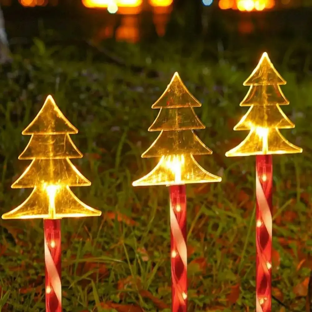 

5Pcs/Set Snowflake Landscape Christmas Lights Red Tube 8 Modes Santa Claus Solar Lights Decorative Waterproof