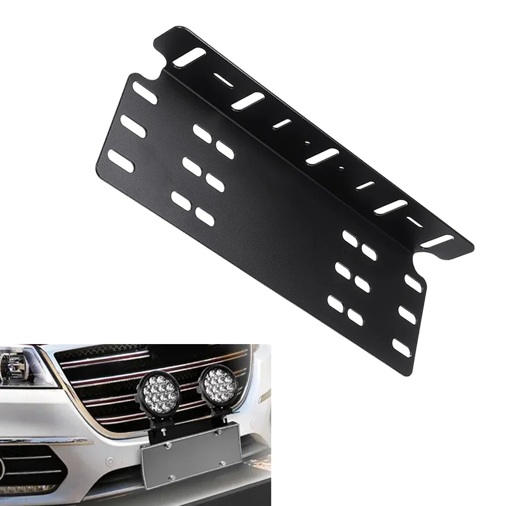 Universal Off Road License Plate LED Light Bar Aluminium Alloy Front Bumper Mounting 3 Row Hook, Fog Light Spotlight Bracket