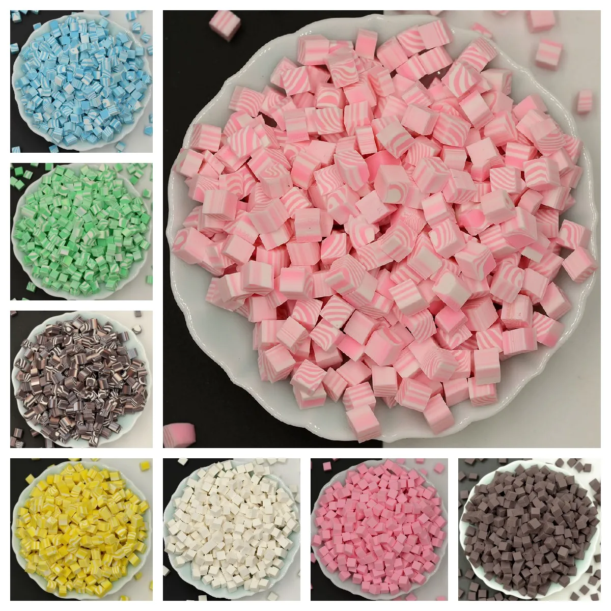 100G/Lot 5mm Polymer Clay Cube Mix Sprinkles Lovely Confetti for Crafts Making, DIY