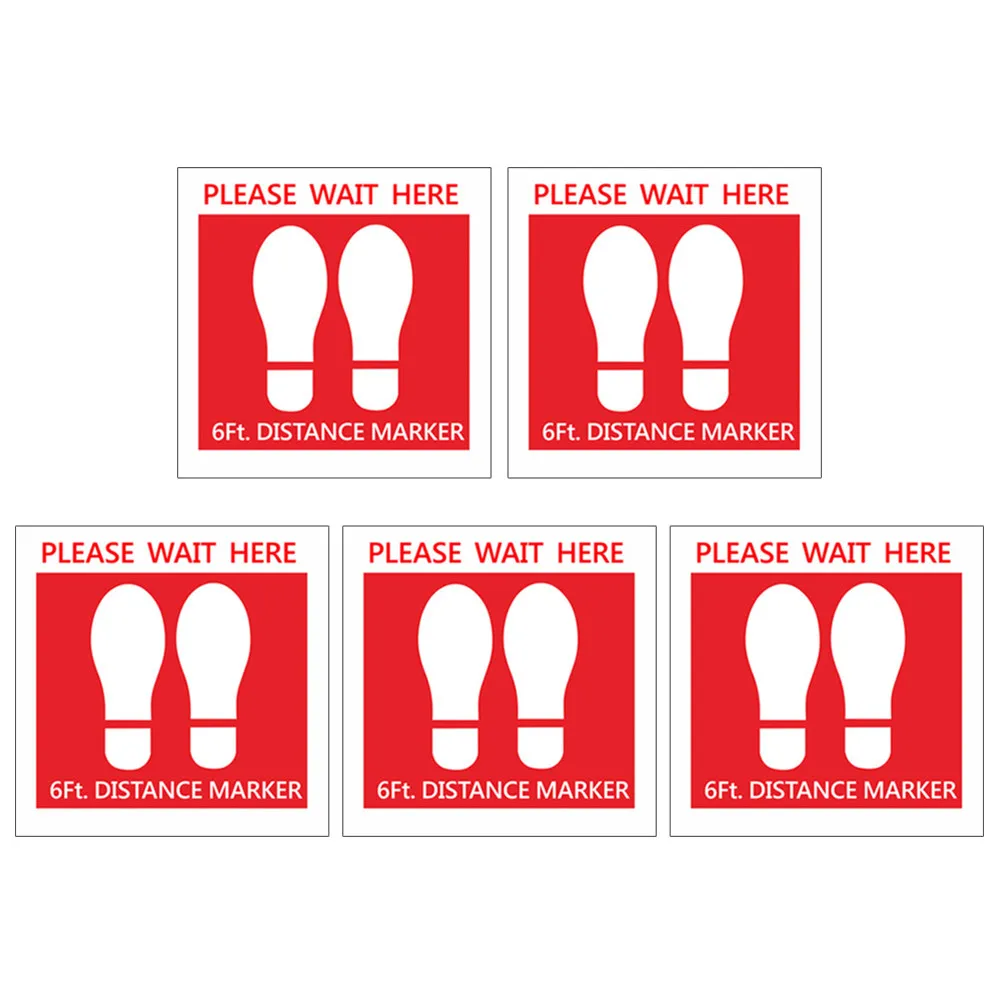5Sheets Keeping Distance Sticker PVC Safety Decal for School Public Places Shopping Mall Office Glass Wall Floor Social