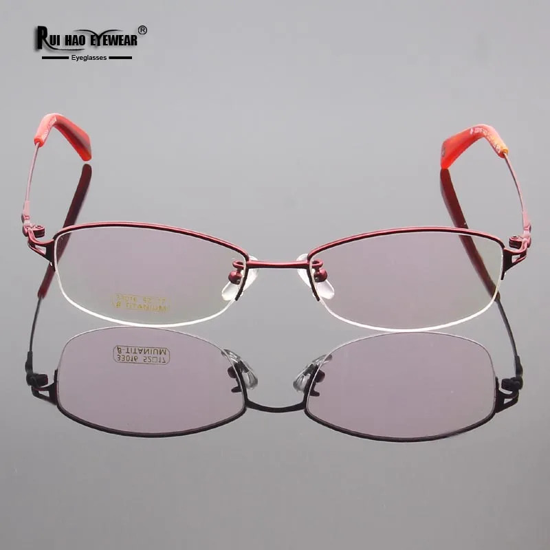 Half Rimless Eyeglasses Frames Women High Elasticity Titanium Optical Glasses Frame Elliptical Prescription Spectacles 33016