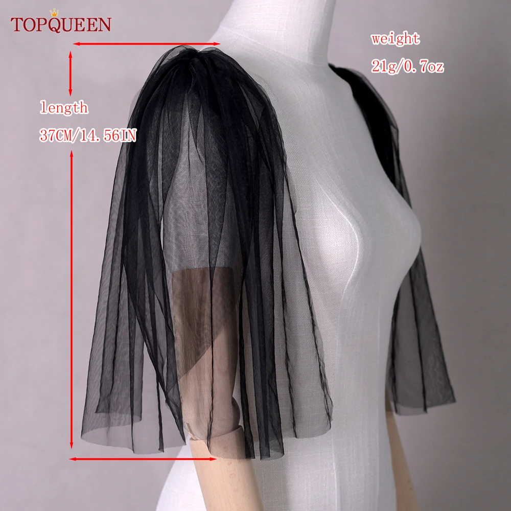 TOPQUEEN G40 DIY Mini spalla velo velo da sposa giacche da sposa corte Bolero con maniche abito da damigella d'onore decorazione sera