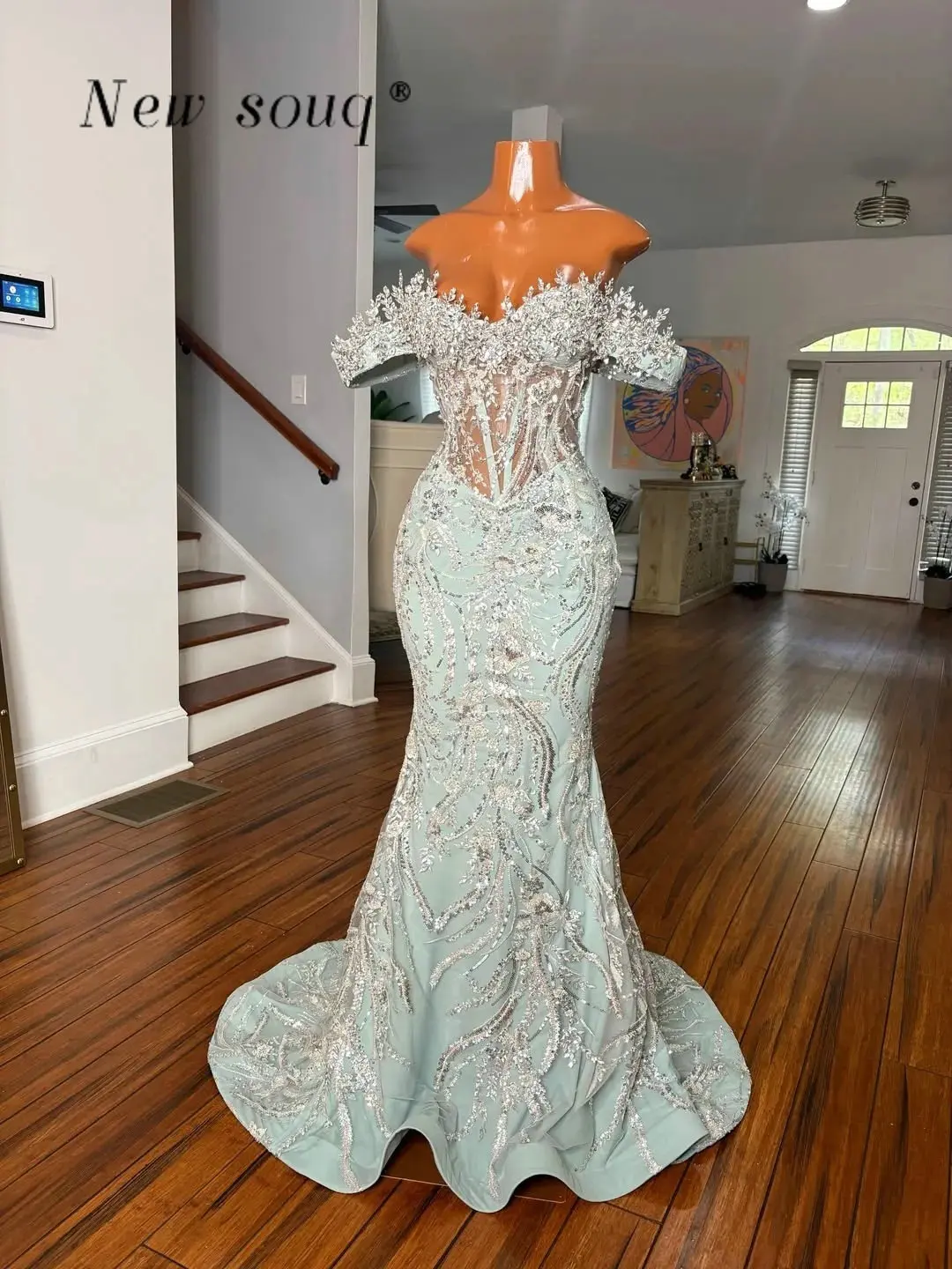 

Мятно-зеленые выпускные платья Aso Ebi 2026: Свадебные и вечерние платья-русалки с кристаллами, вырезом «сердечко» и открытыми плечами для женщин, на заказ